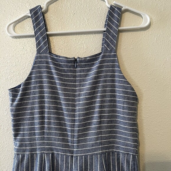 Sugar Lips Small Linen Cotton Jumpsuit Blue White Stripes Sleeveless Lined - Picture 6 of 13